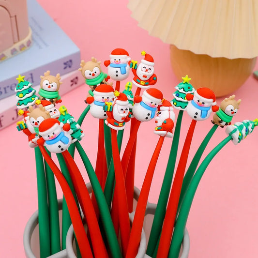 12 Pcs Christmas Stationery Gel Pens with Cartoon Design and Silicone Shake Music